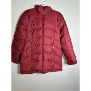 L.L. Bean Goose Down Puffer Jacket Red XS Misses Quilted Winter Coat Size‎ XS
